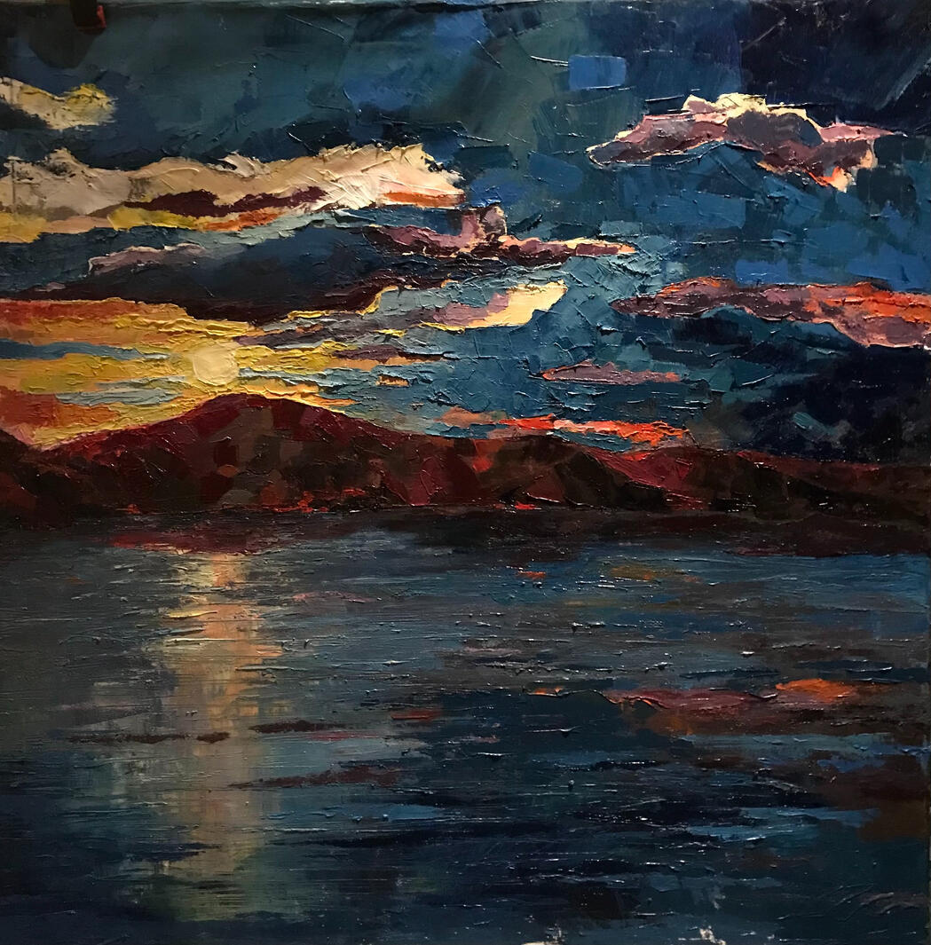 Mořský obzor, 80x80 cm, olej na plátně, 2003, 7 000kč