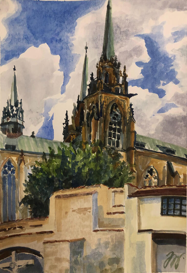 KatedrálaBrno,akvarel,19x28cm,_2025