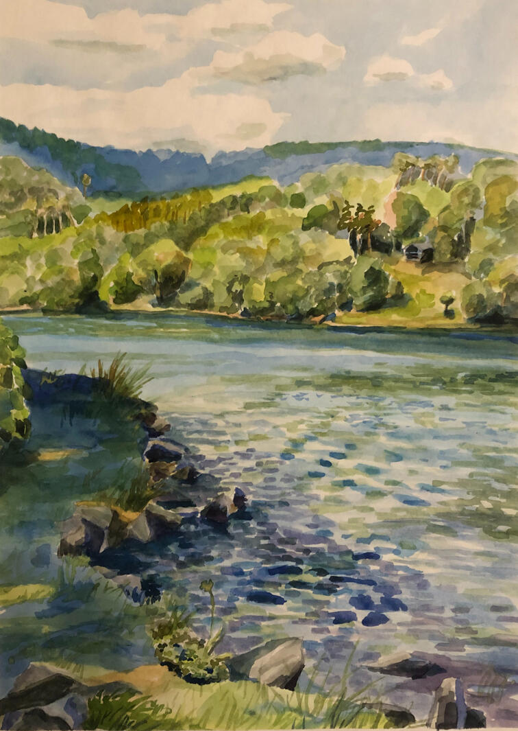 Přehrada, 50x36cm, 2025, 5 000,-kč