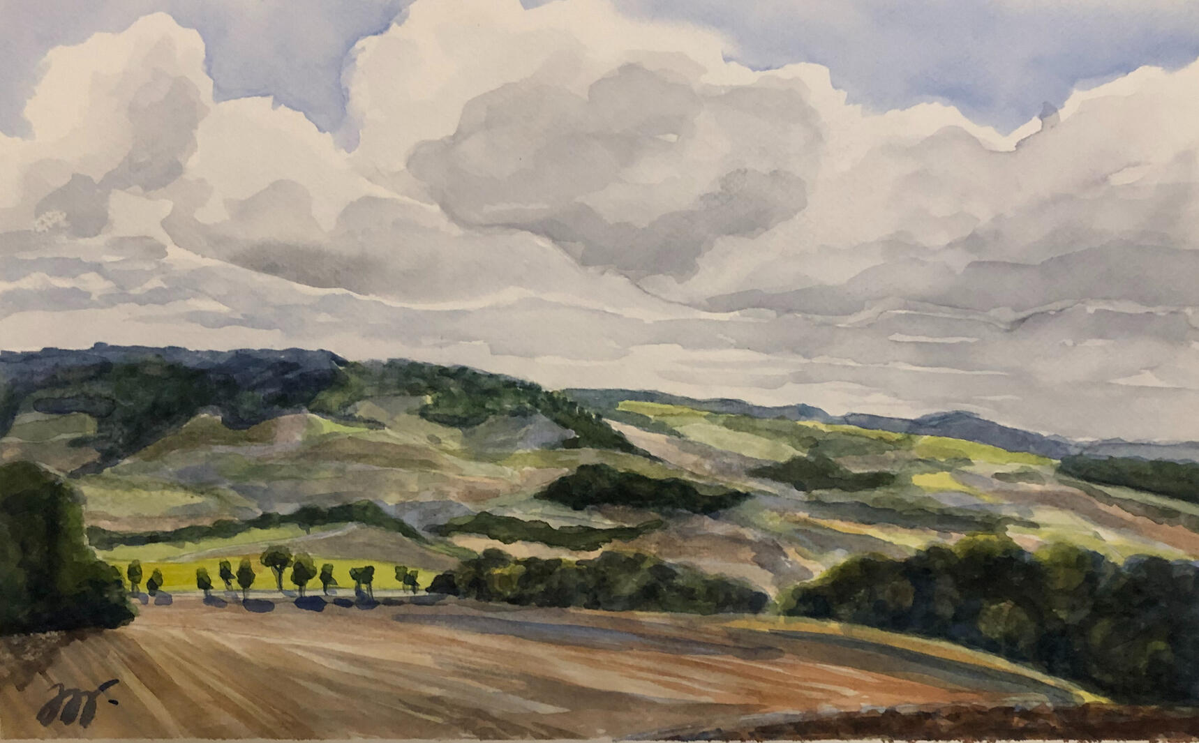 Rájec - podzim, 26x42cm, 2025, 1 800,-kč